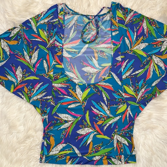 NWOT Trina Turk Multicolored Floral Print Swim Cover-Up Tunic Dress - Picture 8 of 11